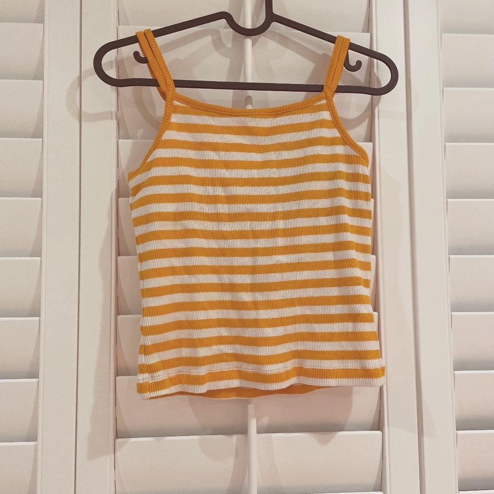 Girls Cropped Striped Tank Top With Attached Bra ❥